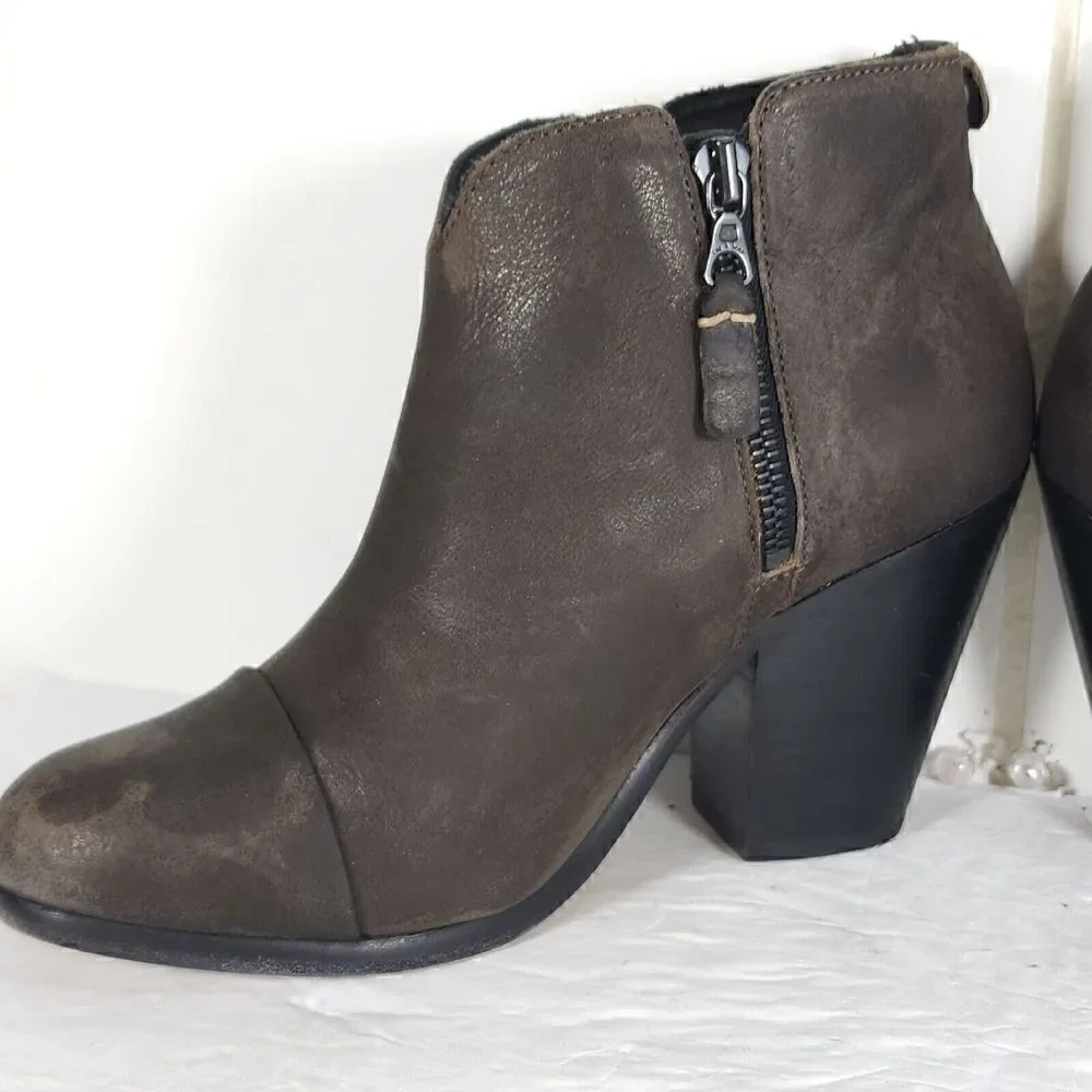 RAG & BONE Women's Margot US 5,5-6 EU 36,5 Brown Leather Ankle Booties Boots